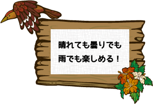 晴れても曇りでも雨でも楽しめる！